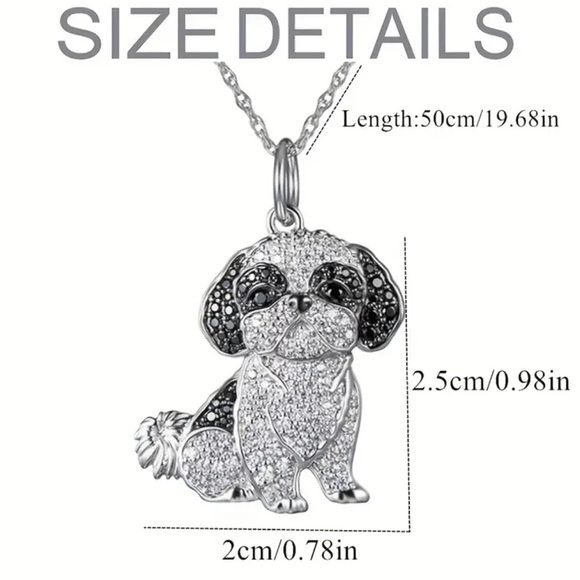 🆕 Cute Shih Tzu Pendant Necklace, Rhinestones Pet Puppy Jewelry Accessories 🐾 - Picture 4 of 6